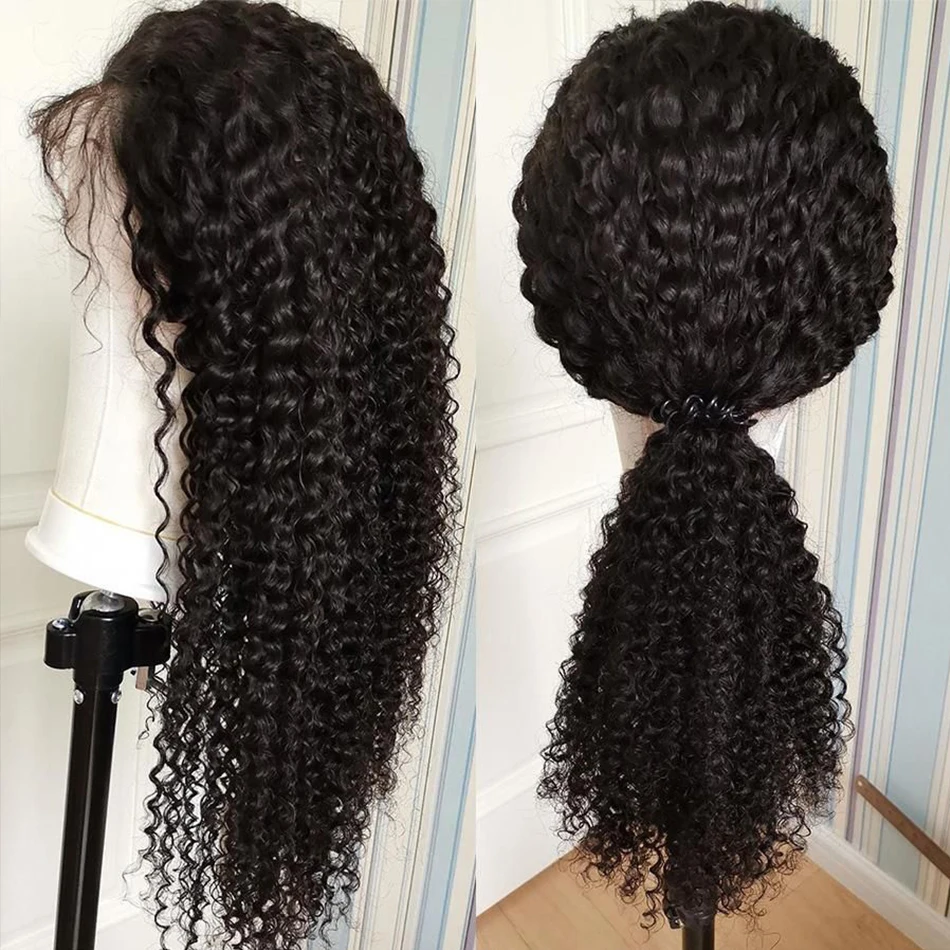 

Long Curly Lace Front Wig Human Hair 13x4 Kinky Curly Lace Frontal Wig Brazilian Transparent Lace Wigs 180% Density Brazilian