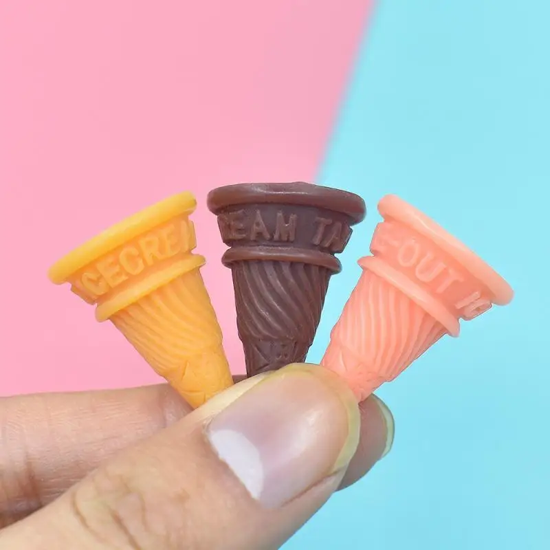 10pcs Resin Kawaii Ice Cream Cones Miniature Cabochon Scrapbooking Accessories Tools Planar Flatback Diy Charm Material Crafts