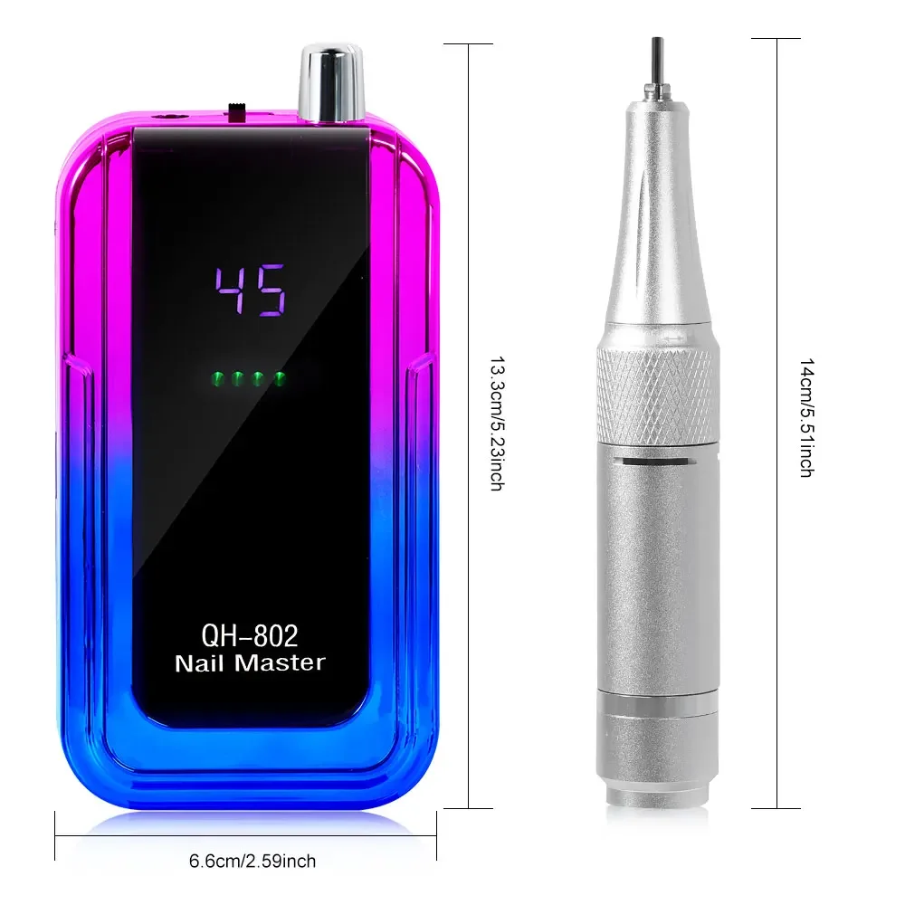 45000RPM充電式ネイルドリル レーザーグラデーションマシンカラー 電動ネイルポリッシュリムーバー ドリルサンダー 低騒音 マニキュア用