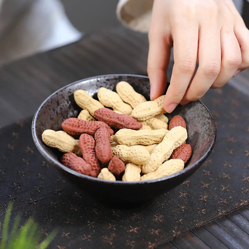 5PCS Tea Pet Peanut Bionic Sculpture Tea Set Immortality Fruit Ornament Tea Table Accessories Ceramic Tea play