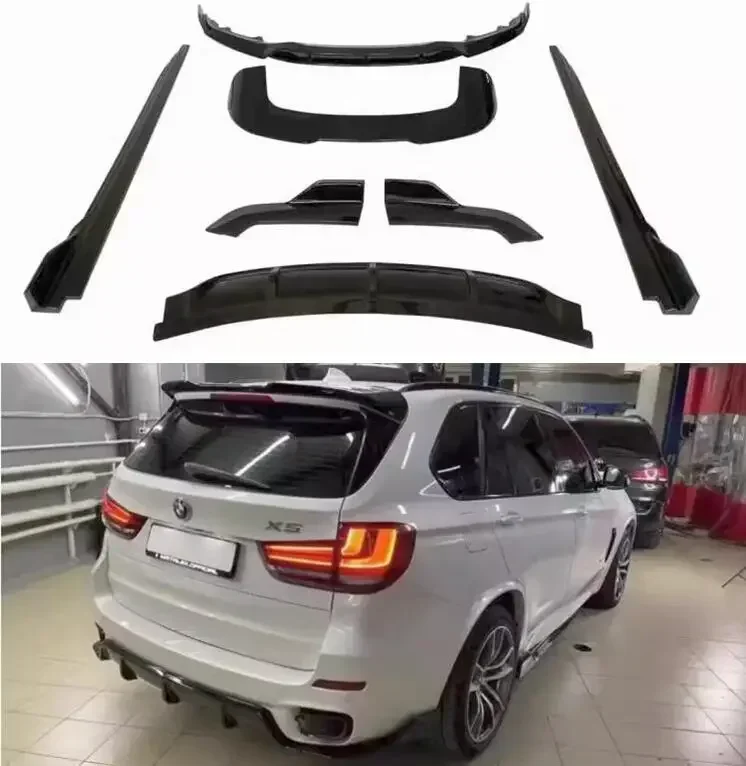 ABS Black Front Lip Bumper Side Body Skirt Wing Spoiler Rear Diffuser Cover For BMW X5 F15 2014 2015 2016 2017 2018