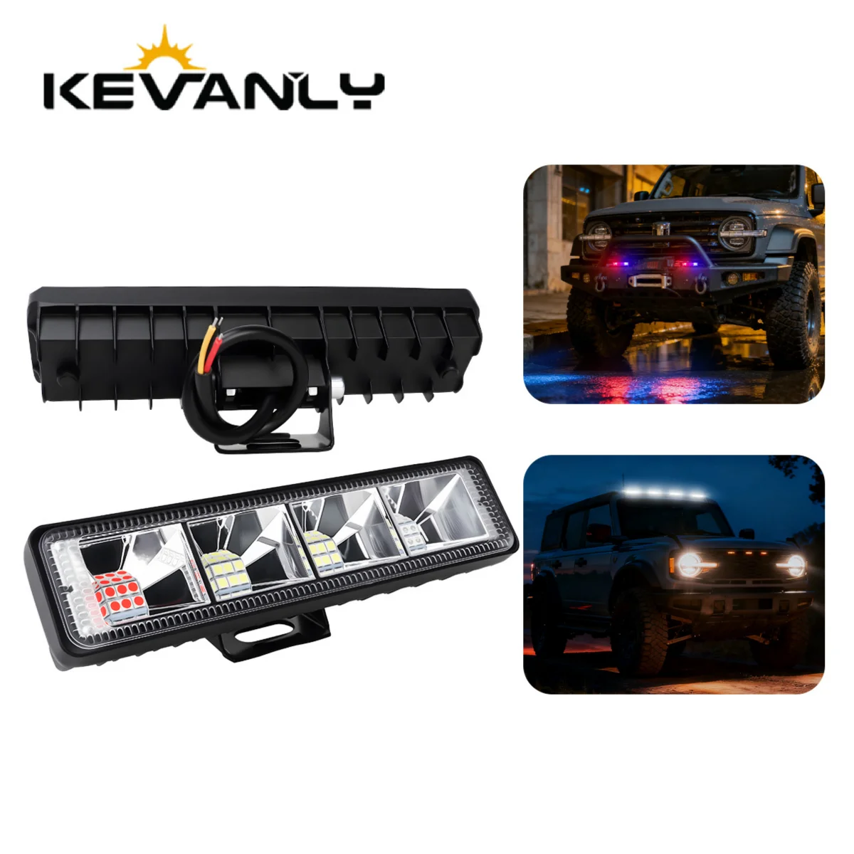 1/2x Auto-Arbeitsleuchte LED-Leiste 4x4 24LED Scheinwerfer 3-Farben Bagger 12-60V LED Kombi-Strahl für Offroad SUV ATV Traktor Boot LKW