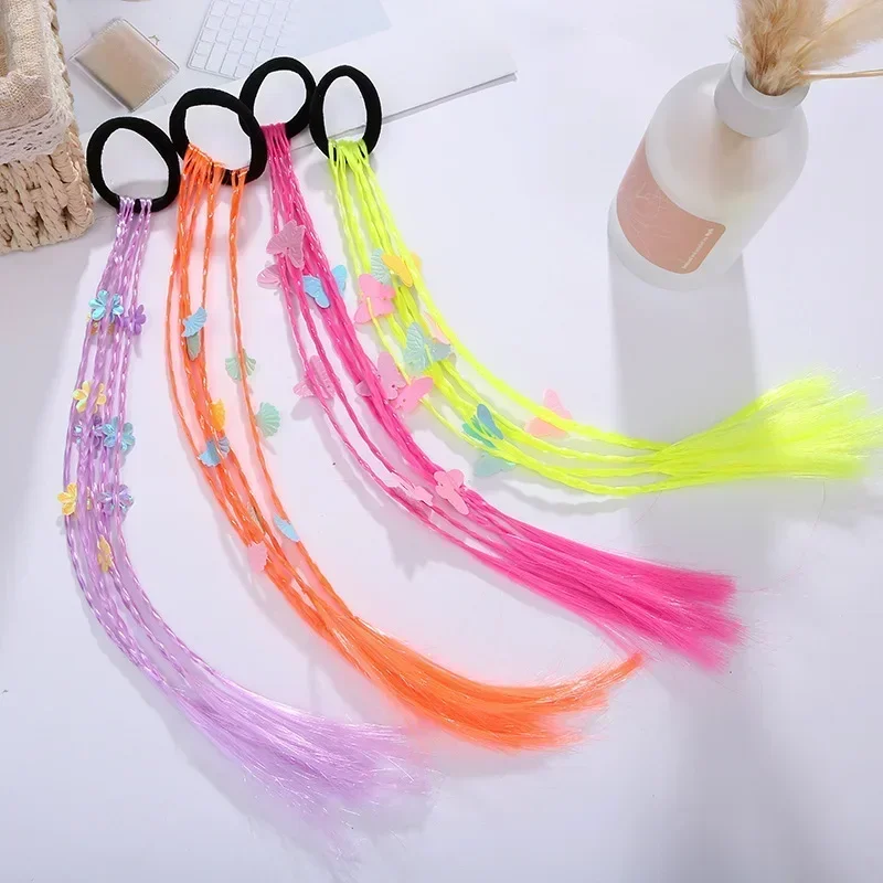 Colorful Butterfly Wigs Hairclip Ponytail Holder Princess Bows Unicorn Braid Kids Headwear Ornaments Hair Accessories Girls 2024