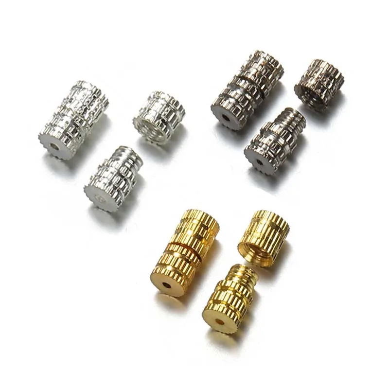 100pcs 4x7mm Cylinder Fastener Buckle Closed Beaded End Clasp Screw Clasps Hook for Bracelet Necklace Connectors Jewelry Making