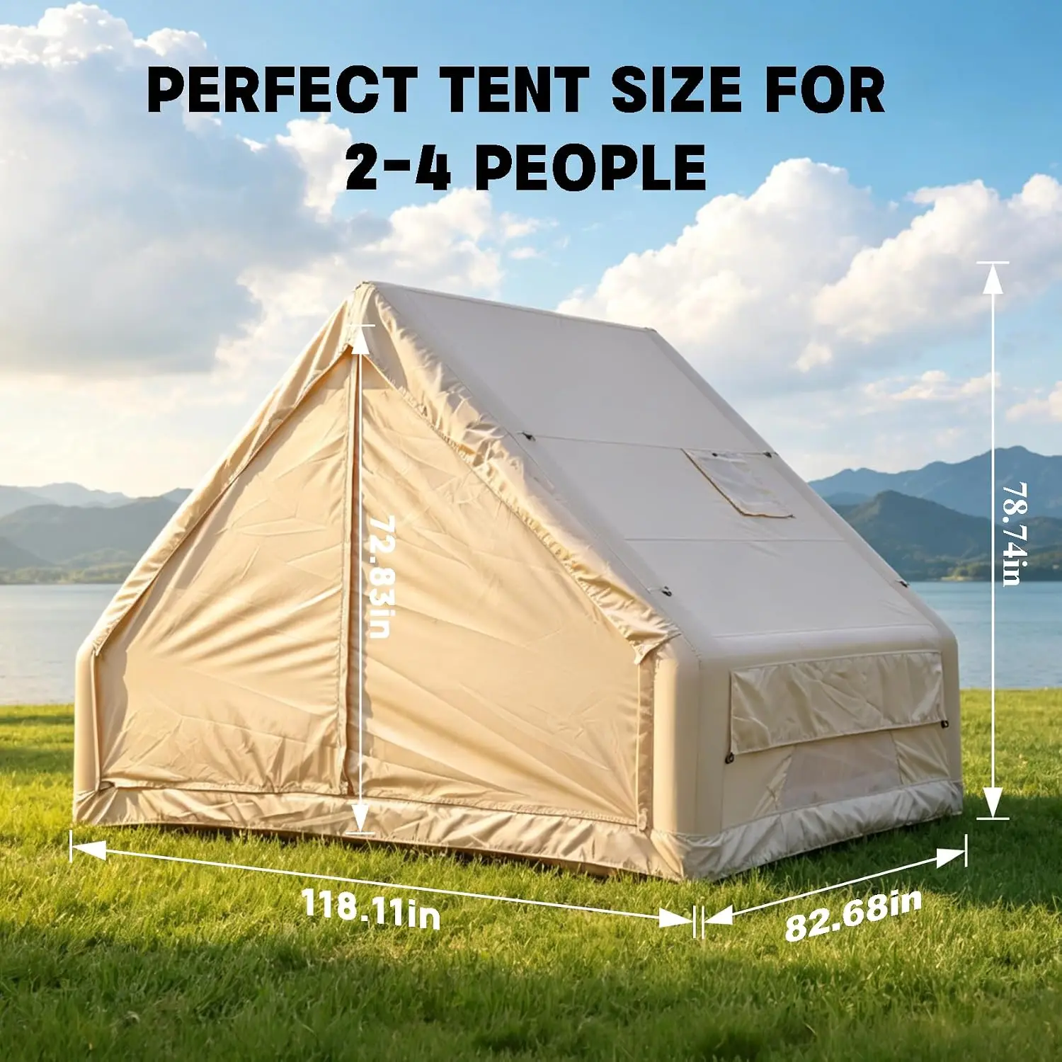 2026 Durable Waterproof Inflatable Tent 4-6 Person All Season Heavy Duty Air Cabin Outdoor Glamping for Family Adventurepromote