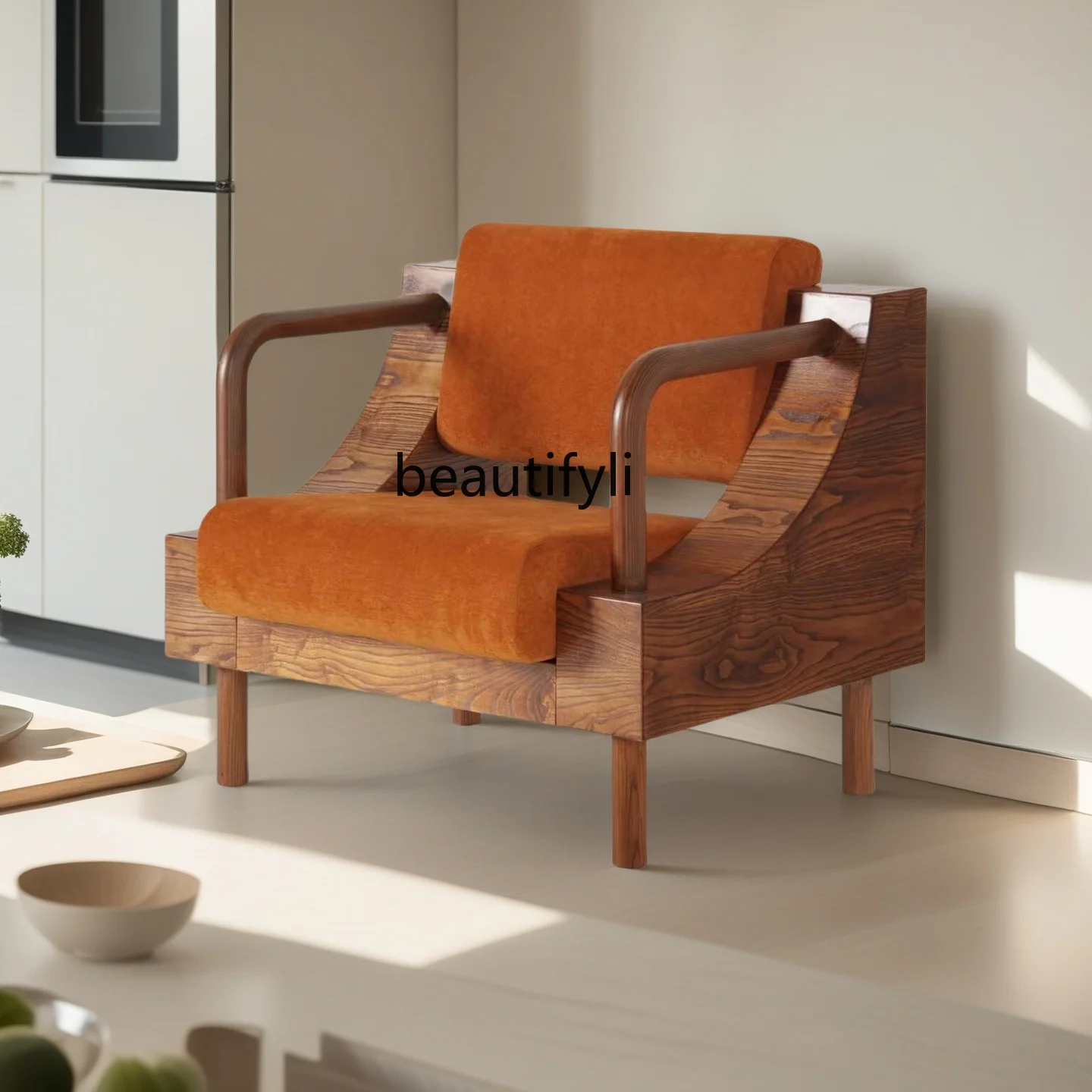 

Medieval designer solid wood sofa chair negotiation chair single sofa lazy back sofa chair