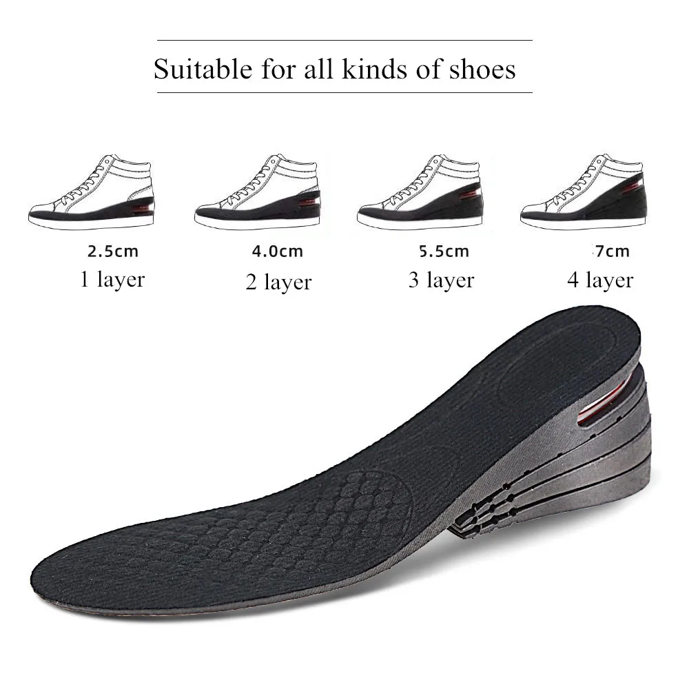 Invisible Height Increase Insole Men Women Sports Shock Absorption Air Cushion Multi-layer Detachable Combination Increased Pad