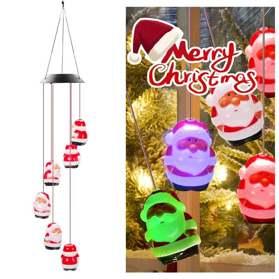

Colorful Santa Claus Ball Light solar hanging lights Christmas essential holiday decoration bedroom courtyard wind chime lamps