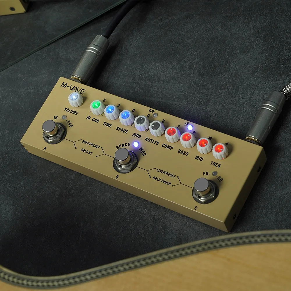 M-VAVE CUBE BABY AC Acoustic Guitar Pedal, Anti-Feedback, 3-Band EQ, Built-in Tuner, True Bypass for Live Performance