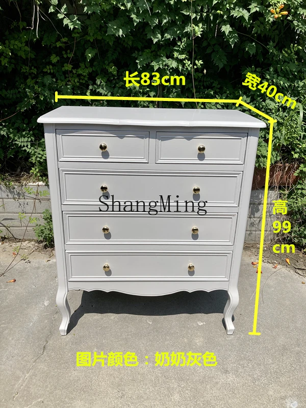 

CL Vintage Light Luxury Gray Champagne Storage Chest of Drawers Bedroom Wardrobe