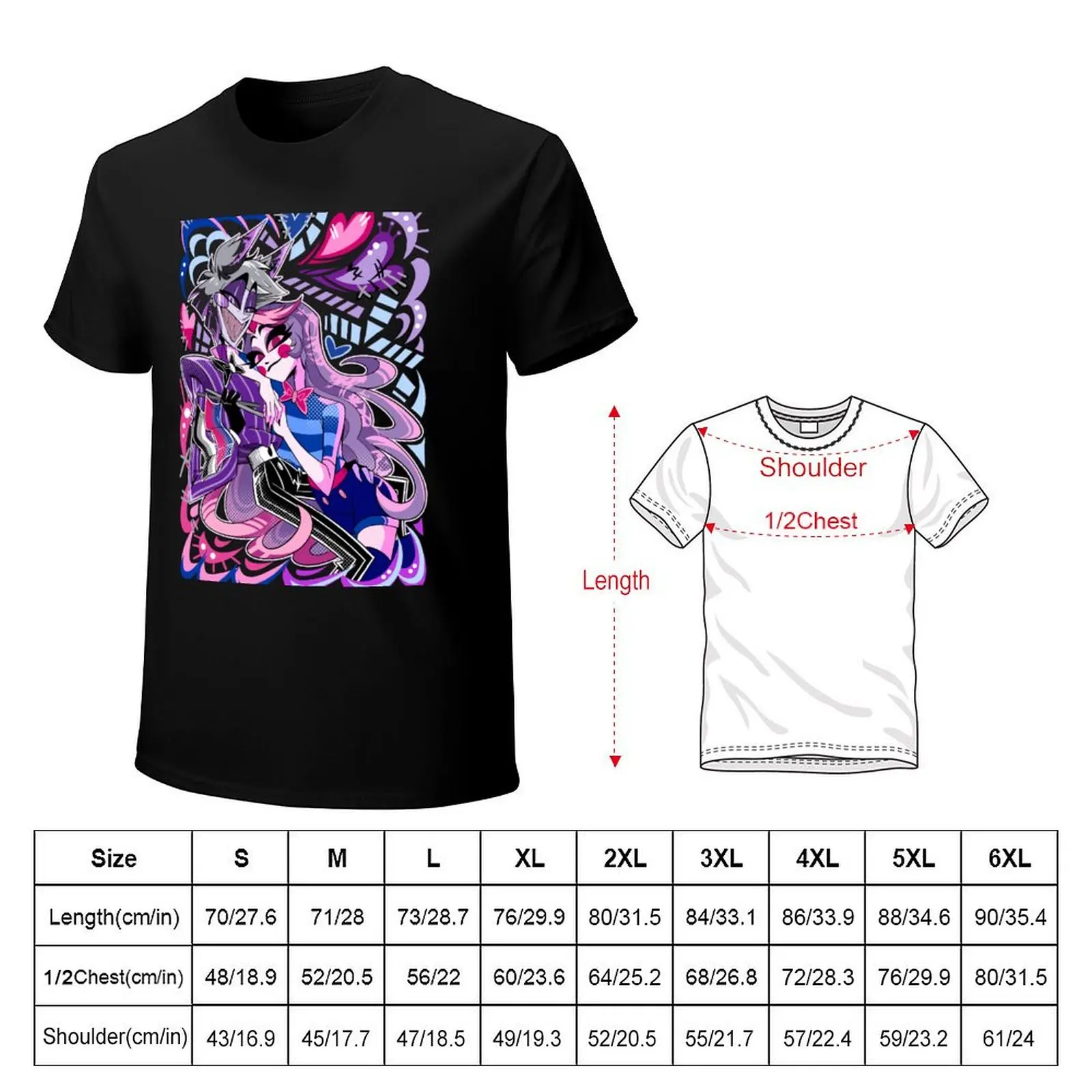 Charlie + Alastor Pride Month FANMERCH Black Ver. T-Shirt Simple Casual Short Sleeve Cotton T-Shirt
