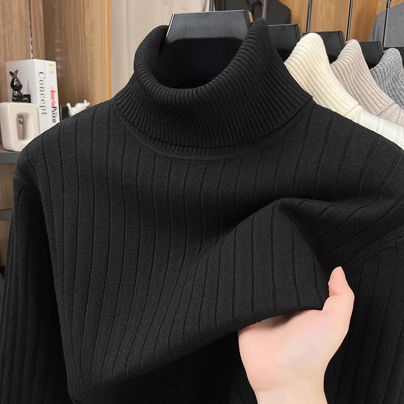 عالية الجودة رجالي جديد الخريف/الشتاء سترة عالية الرقبة متماسكة شريط بريطانيا قاعدة طبقة الترفيه تنوعا الدافئة سترة الموضة