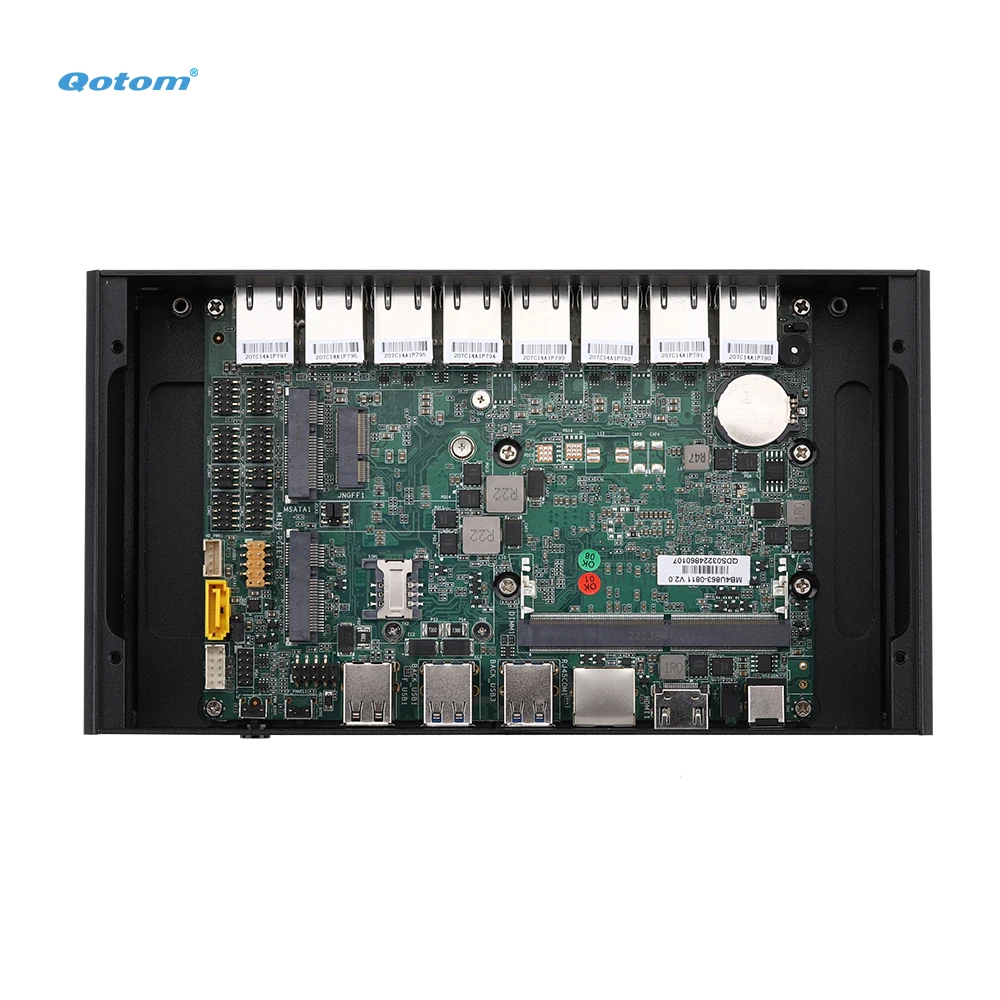 Qotom Mini PC Q838GE Core i3-8130U Dual Core 2.0 GHz 8x Intel i210 LAN para DIY Soft Router Gateways Firewall
