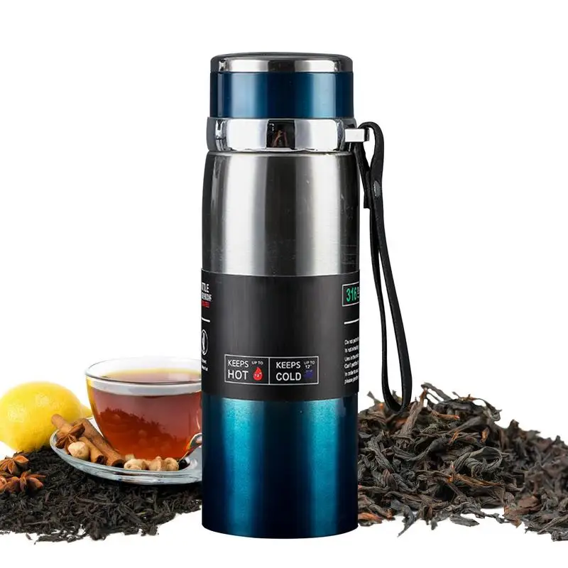 

Stainless Steel Water Bottles Travel Cup Leak-Proof Vacuum Insulated Bottle With Strap For Kids Adults Travel Biking School