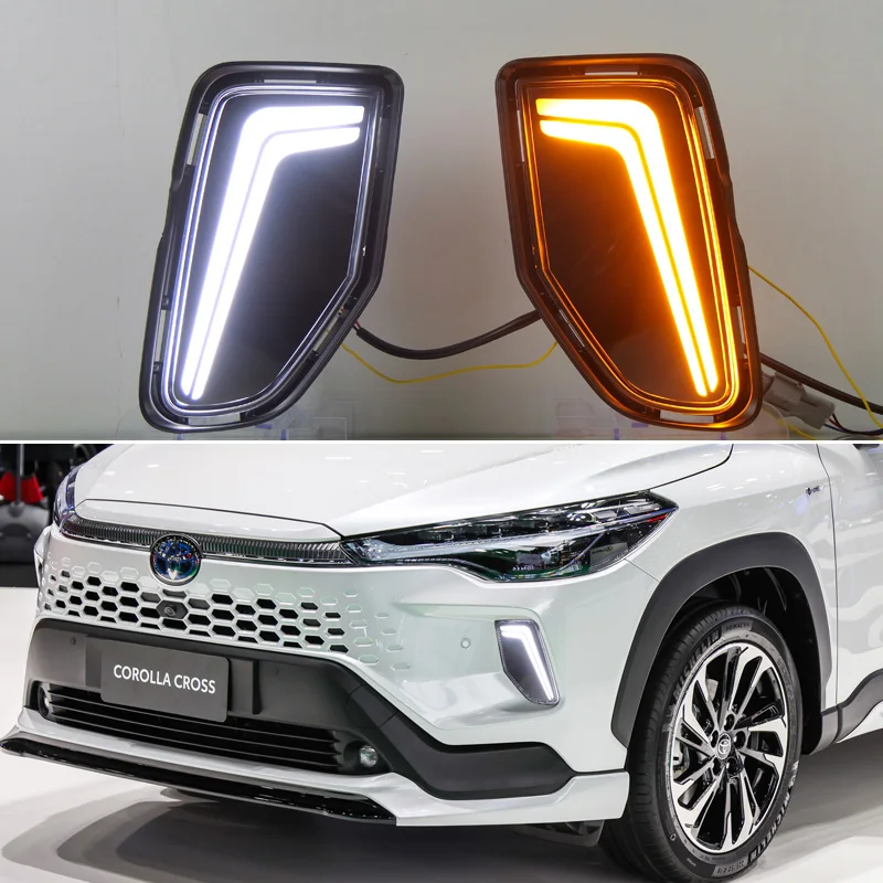 

LED Car Accessories DRL For Toyota Corolla Cross 2024 Daylights Turn Signal Indicator Headlight Decoration Daytime Running Light