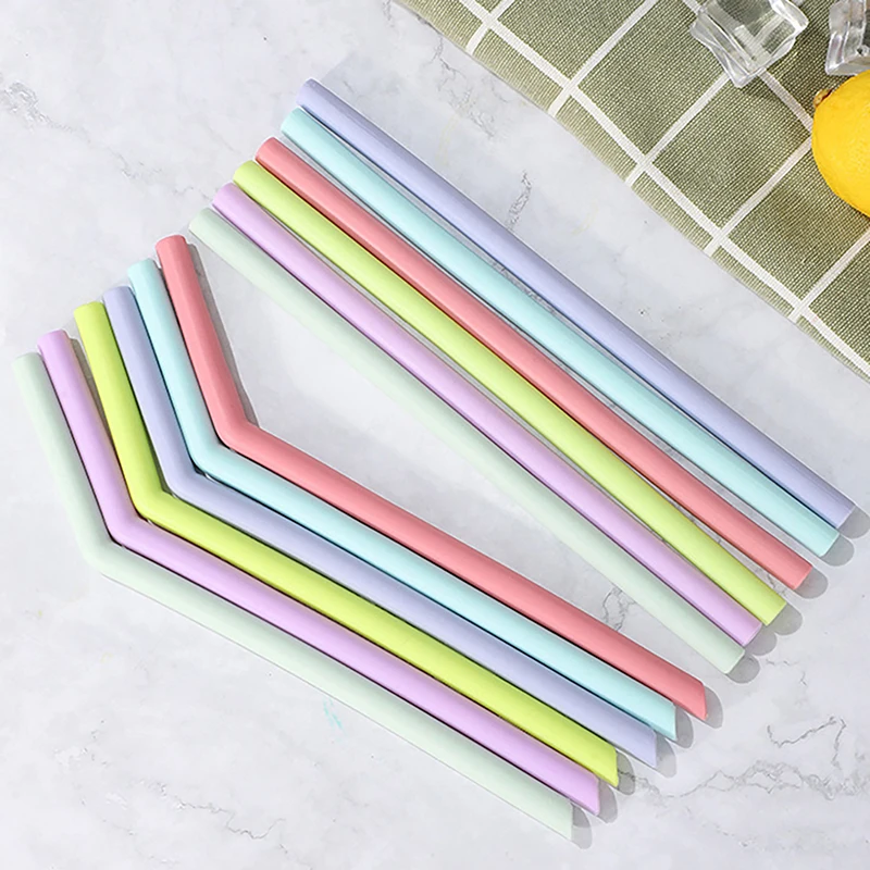 6 pezzi/set cannucce in Silicone riutilizzabili Set accessori per barre di cannucce flessibili Extra lunghe