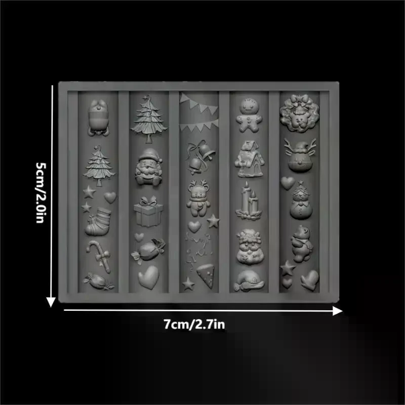 عيد الميلاد ثلج شجرة عيد الميلاد ثلاثية الأبعاد مسمار قالب الأيائل الزنجبيل رجل مسمار الزينة Diy تصميم سيليكون قالب مانيكير مسمار الفن #6