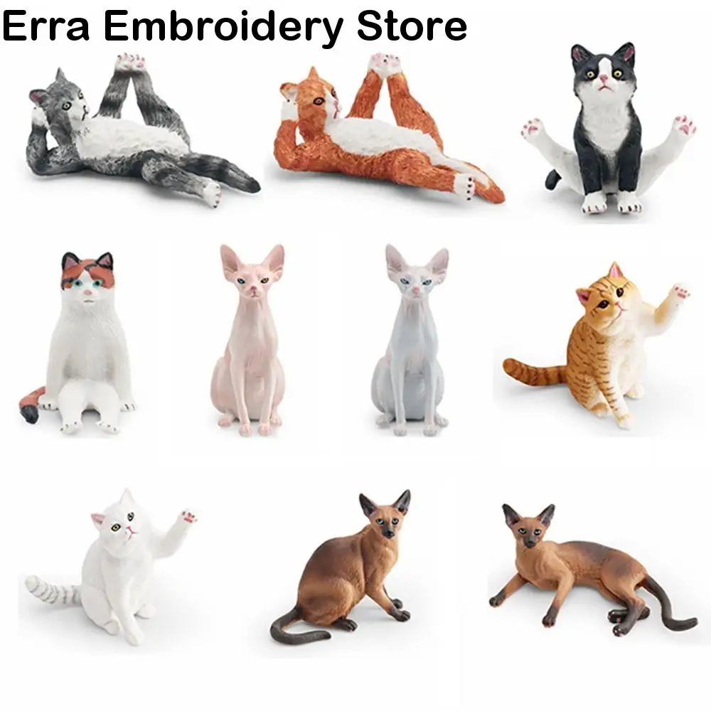 محاكاة القط نموذج واقعية الحيوانات الأليفة التماثيل سيامي البريطانية قصيرة الشعر القط التماثيل الصغيرة عمل أرقام زخرفة الديكور
