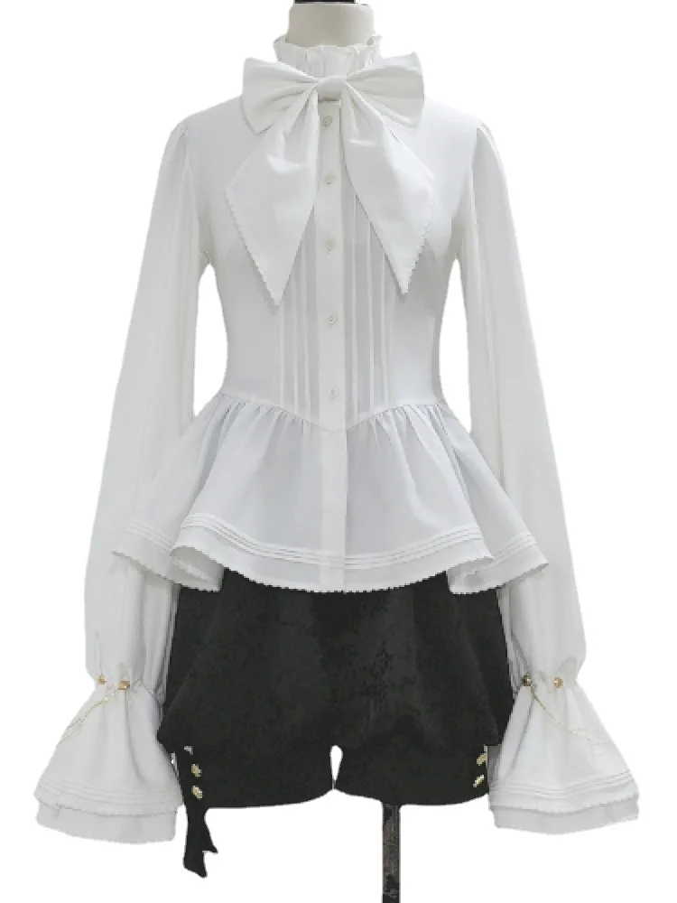 Ouji Lolita Blouse Long Sleeve White Shirt Retro Cool Prince Blouse by Princess Chronicles~Rabbit in Moonlight 2.0 Pre-order