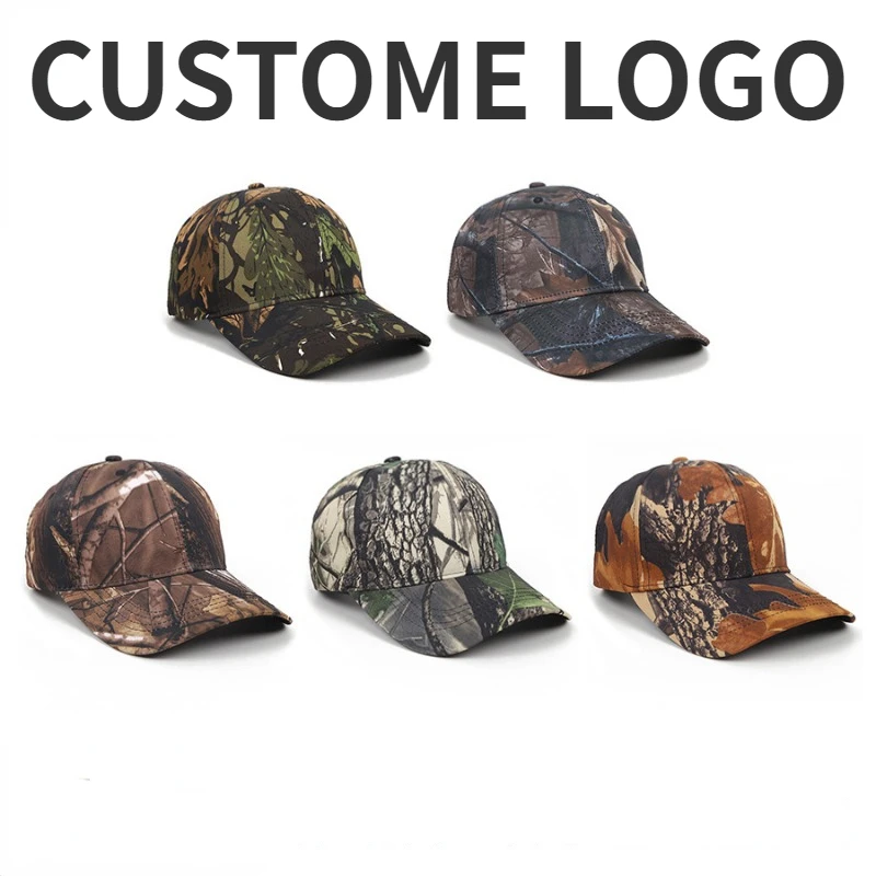 

Custome Logo Outdoor Sunscreen Quick-Drying Cap Jungle Leaves Camouflage Cap Unisex Men and Women Camo Baseball Cap Hat Sombrero