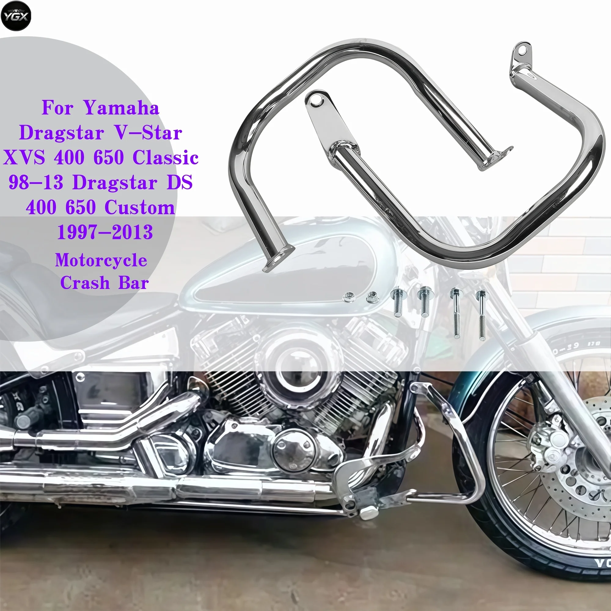 Engine Guard Crash Bar Anti Drop Highway Frame Bumper Protector For Yamaha Dragstar V-Star XVS DS 400 650 Classic 98-13 Custom