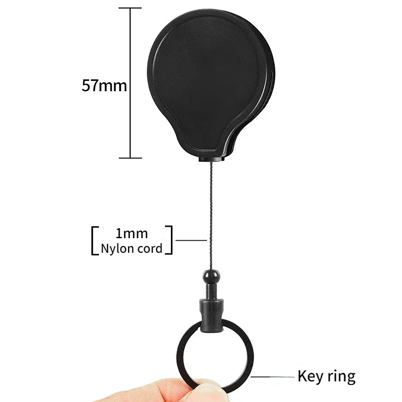 Black Multi-purpose Keychain Badge Reel 70cm Retractable Length Working Permit Clip 360° Rotatable Fishing Belt Keys Hook Clip