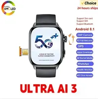 Microwear Ultra Ai3 Smartwatch: 4G SIM Card Android 2.2'' Amoled, AI Health Monitoring, 180° Rotary Camera, 256GB Storage