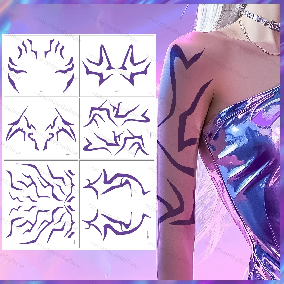 

Kpop охотники на демонов Руми Кан временная татуировка наклейка для лица и тела татуировка наклейка для Хэллоуина подарки