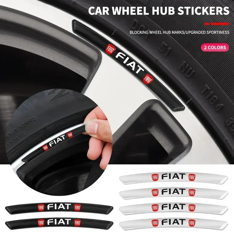 4Pcs Car Wheel Hub Badge Tire Rim 3D Stickers For FIAT Abarth 500 Panda Bravo Punto Tipo Linea Ducato Freemont Accessories