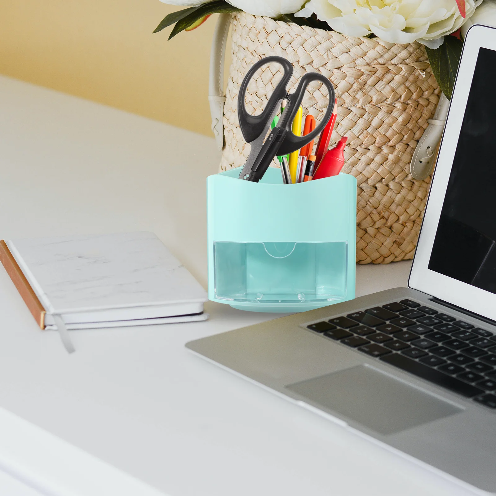 

Rotating Pen Holder Pencil Organizer Office Desk Accessories Desktop Storage Organiser Round Small Makeup Brush Plastic