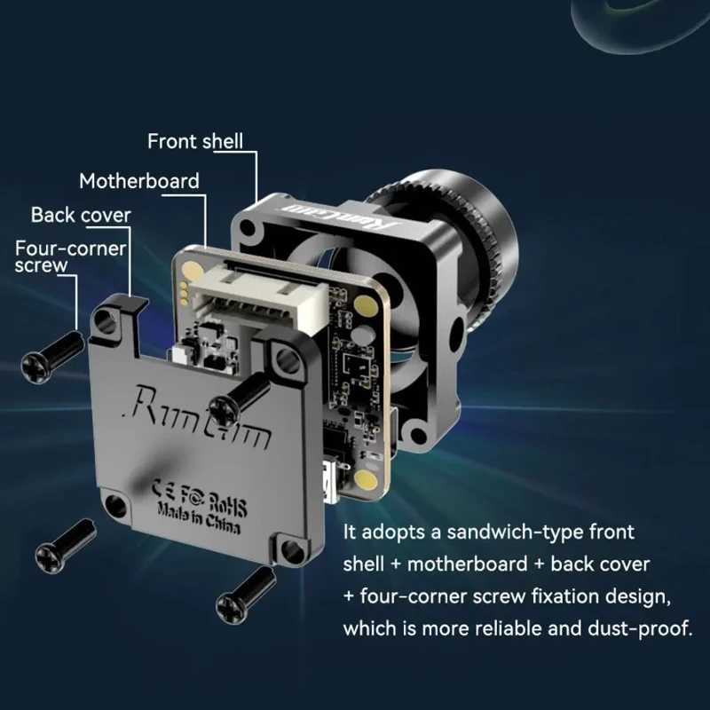 كاميرا RunCam Robin 3 FPV 1/3 1200TVL FOV 150 °   كاميرا CMOS NTSC/PAL WDR ديناميكية واسعة لطائرة FPV RC Racing Quadcopter Drone