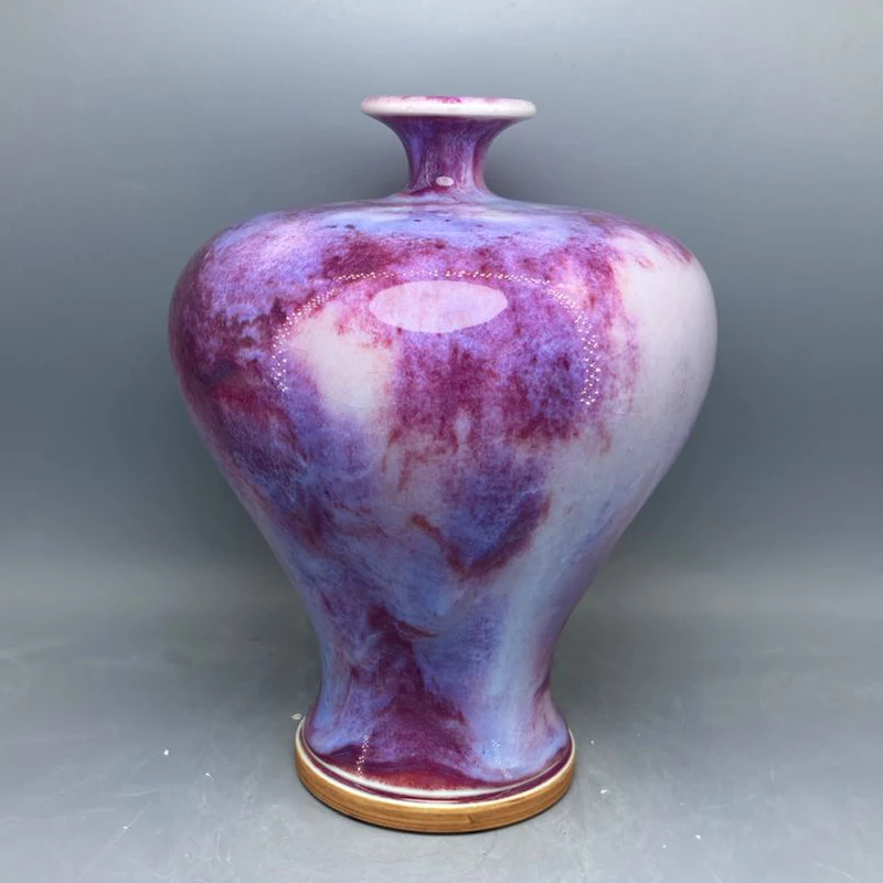 

Small mouth vase Ceramic vase ornamental vase handicrafts Jun porcelain has ice cracks open pieces Room decoration