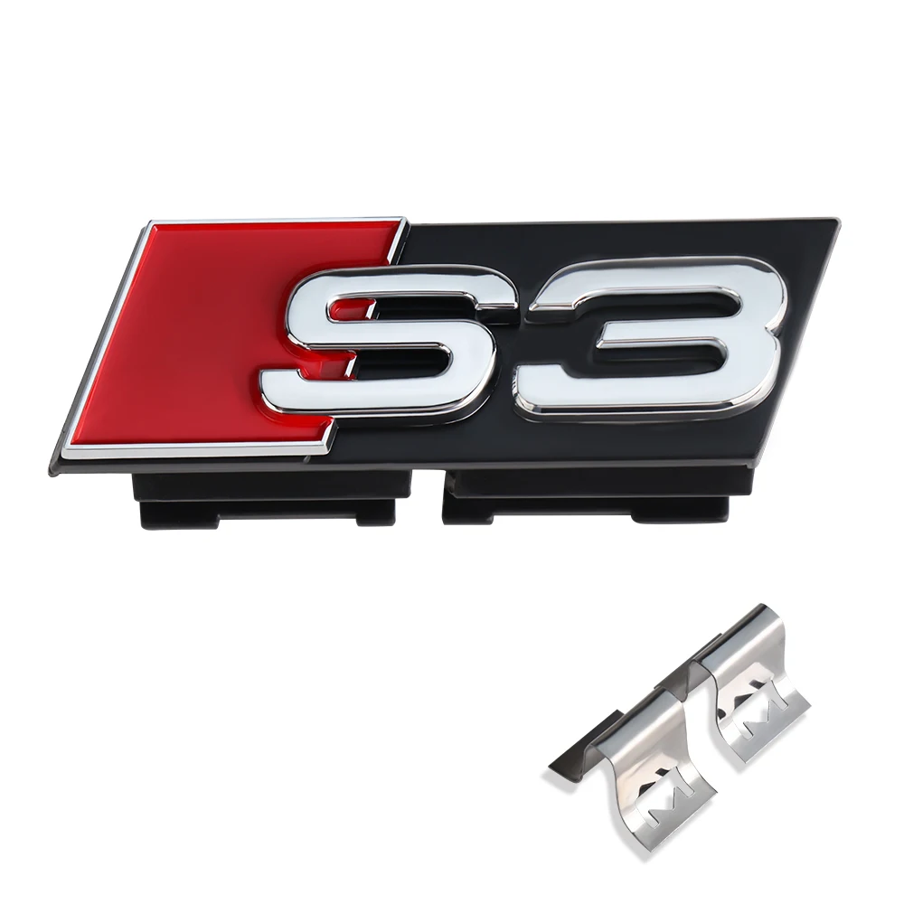 3D Metall S3 S4 S5 S6 S7 Logo-Emblem für Kühlergrill – passend für Audi Q3 Q5 Q7 A1 A2 A3 A4 A5 S3 S5 SQ5 SQ7 TT S Line Zubehör