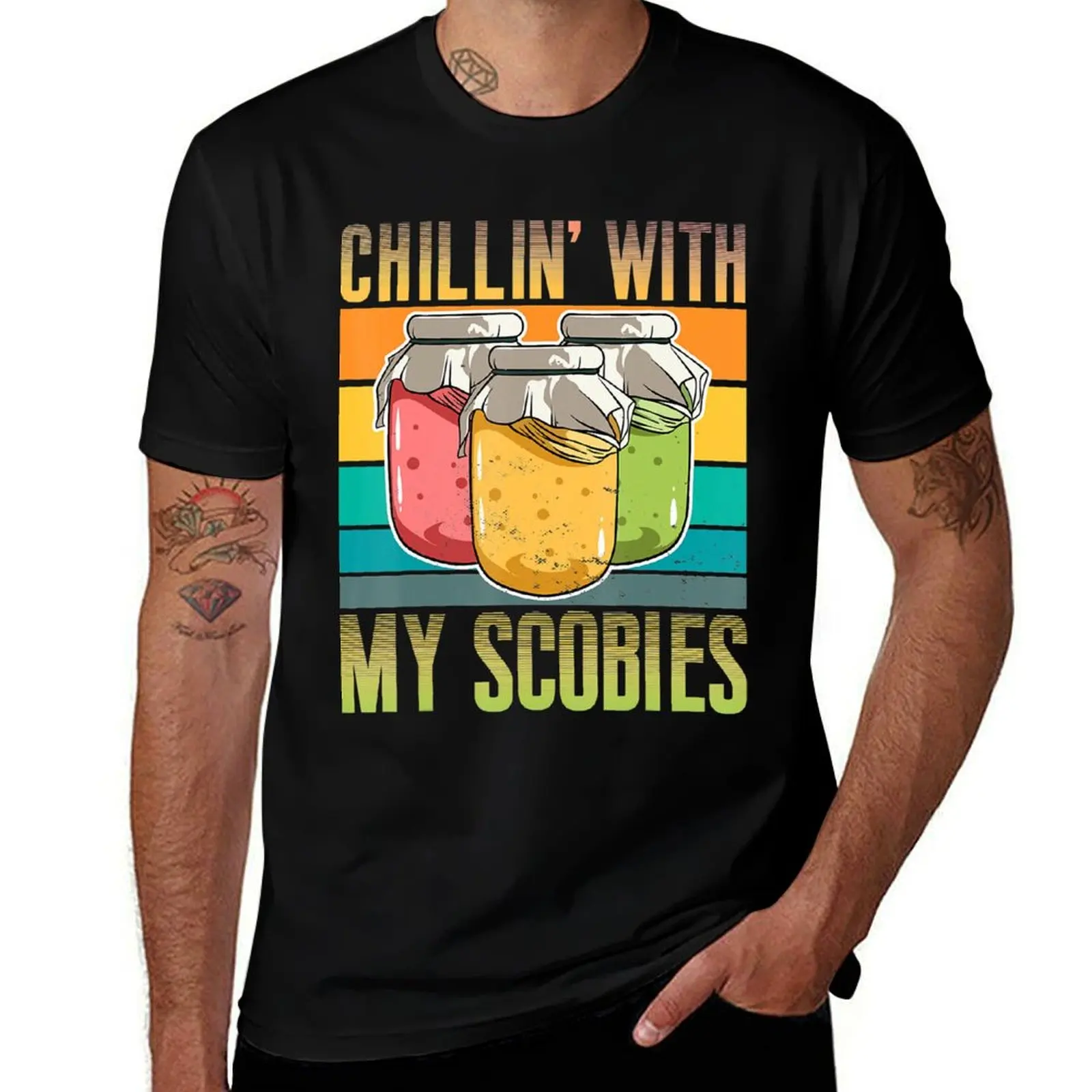 

Kombucha shirt tshirt Pun t With Scobies man anime luxury shirt Chillin_ Scoby Lover t My cotton T-Shirt Funny man