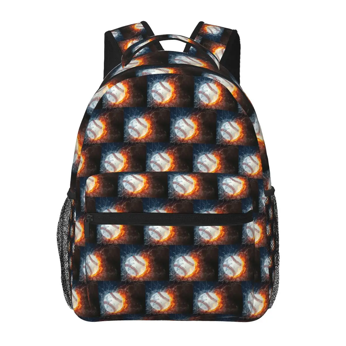 Baseball In The Fire And Water Student Backpack School Bag Hiking Travel Daypack for Men Women Fashion Bookbag Shoulder Bags