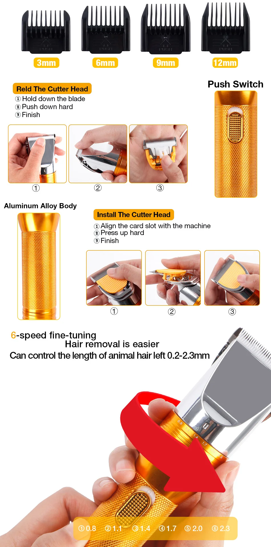 380 W High Power Elektrische Haarschneidemaschine Haushalt Haustier Fellschneider Katzenhaarschneidemaschine Hundehaarschneider Wollschneidewerkzeuge Teppich Tufting Trimmer (Kaninchen, Pferd, Schaf, Katze, Hund) – Detail 2
