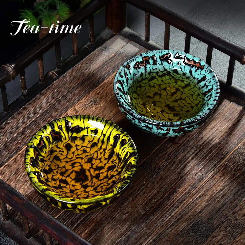 100ml Boutique Ceramic Teacup Kiln Fambe Meditation Cup Handmade Relief Tiger Tea Bowl Chinese Jianzhan Mug Teaset Master Cup