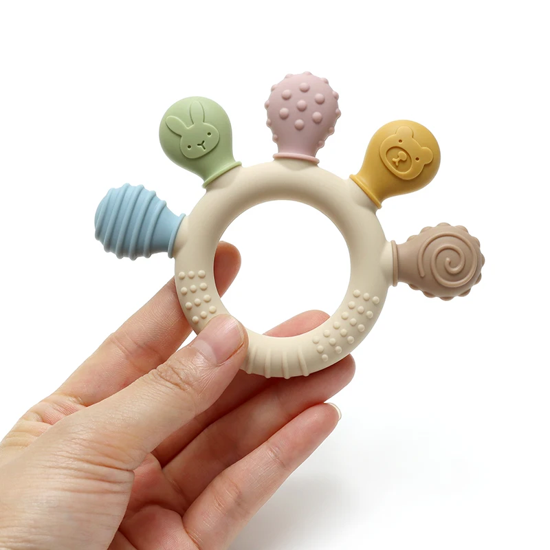 Multicolor Silicone Teething Ring for Babies 5