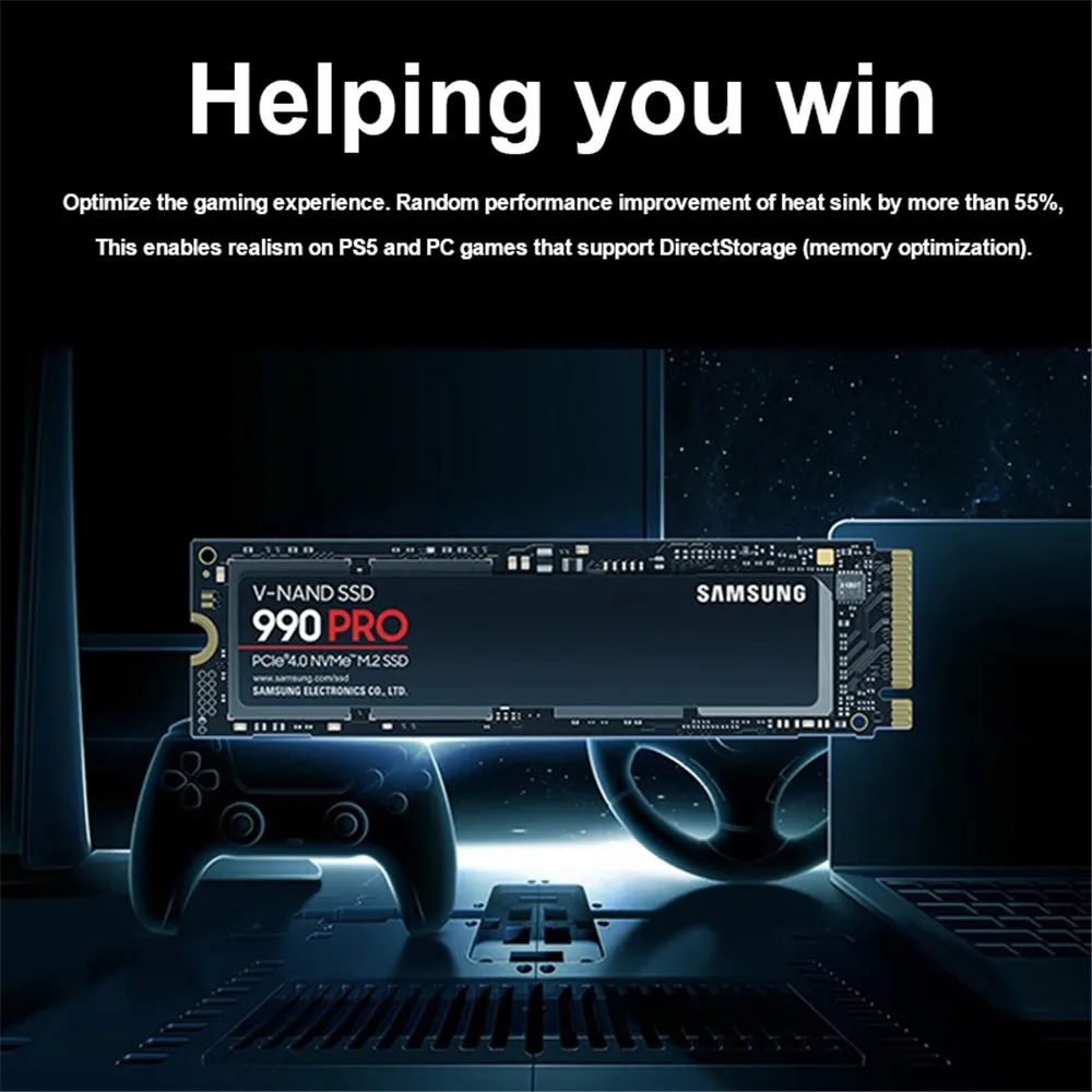 جهاز كمبيوتر محمول من smme M.2 x x0cie gen4.4 990pro محرك الحالة الصلبة NVMe M.2 SAMSUNG 990 PRO SSD 1TB 2TB 4TB PCIe Gen4.0x4 990pro Solid State Drive NVMe M.2 2280 Internal SSD for Desktop Laptop PC Computer