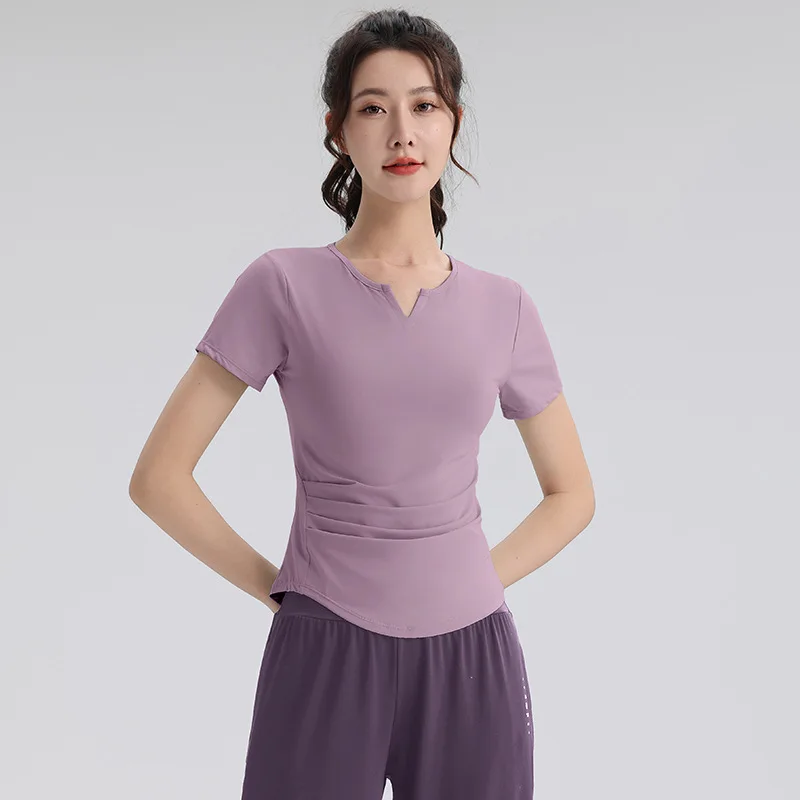 

Women's Quick-Drying Long Sleeve Yoga Suit Sunscreen Fitness Sports Top Pilates Training Blouse with Small Man Waist for Spring