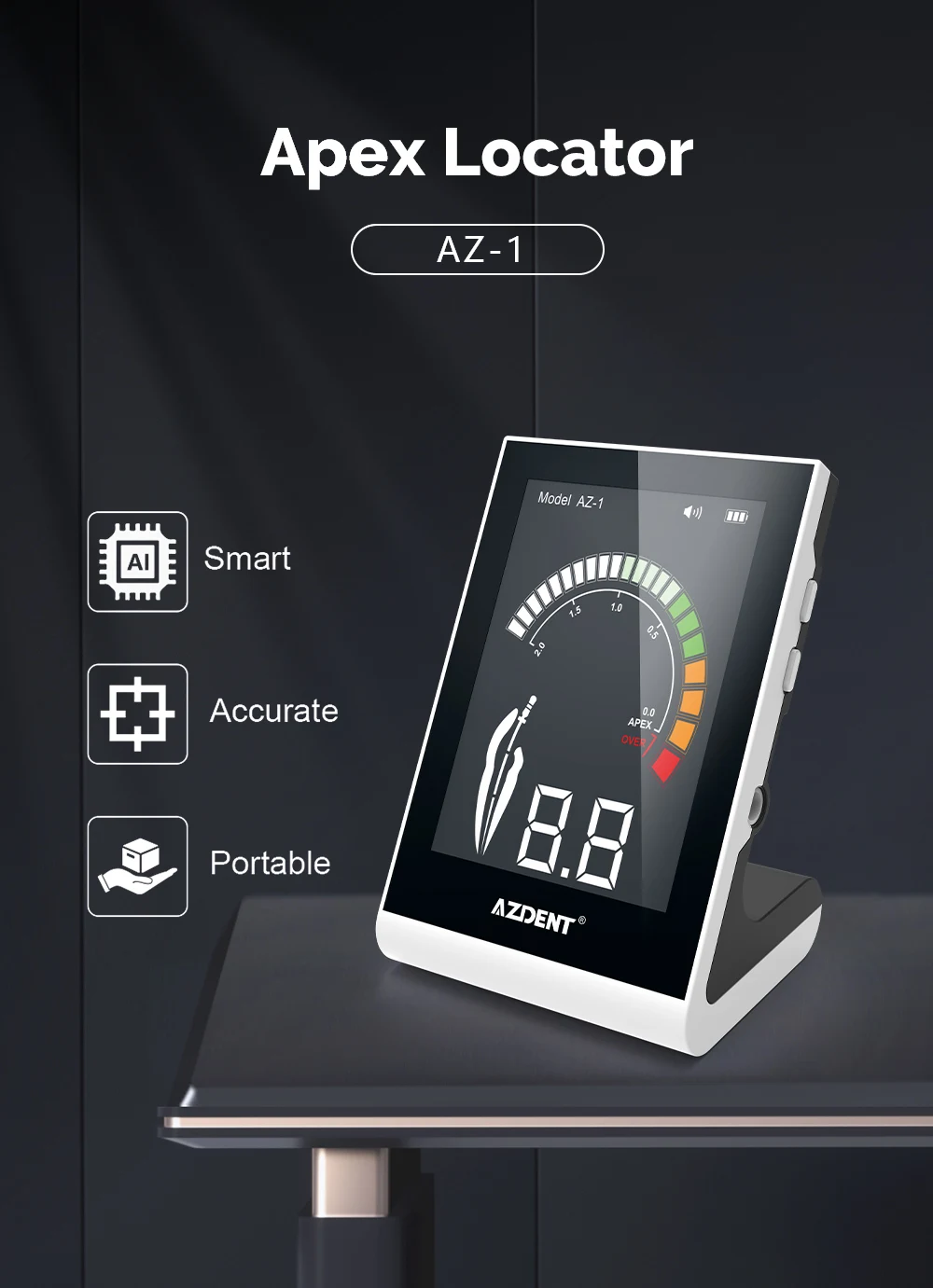 AZDENT Komplettset Dentaler Endomotor 16:1 Kabelloser Apex-Locator Wurzelkanal-Apex-Lokalisierung Parodontales Messgerät – Detail 1