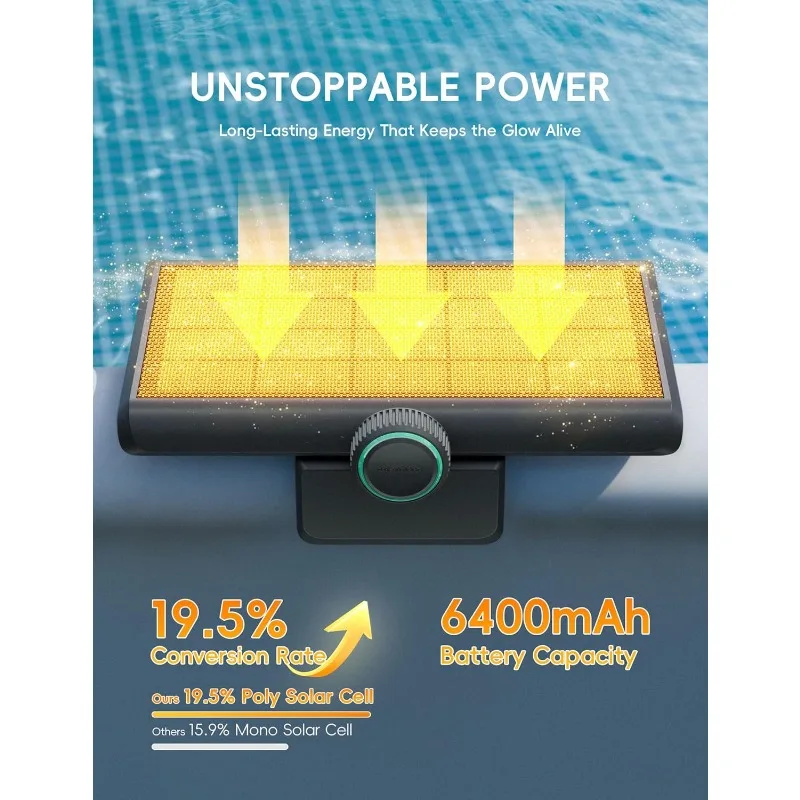 Solar Pool Lights Only for Metal Frame Above Ground Pool, 10-Color 4-Mode Light Sensing LED, Underwater Swimming Lighting with T