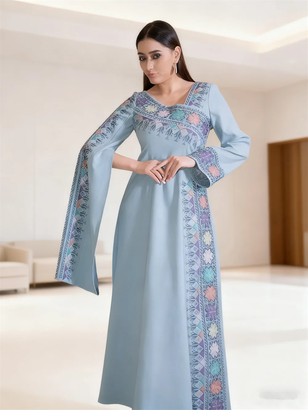 

Дубай, марокканский Ид Мубарак, мусульманская вышивка, абайи на 2025 год, новое женское платье макси, турецкое арабское исламское вечернее платье, кафтан