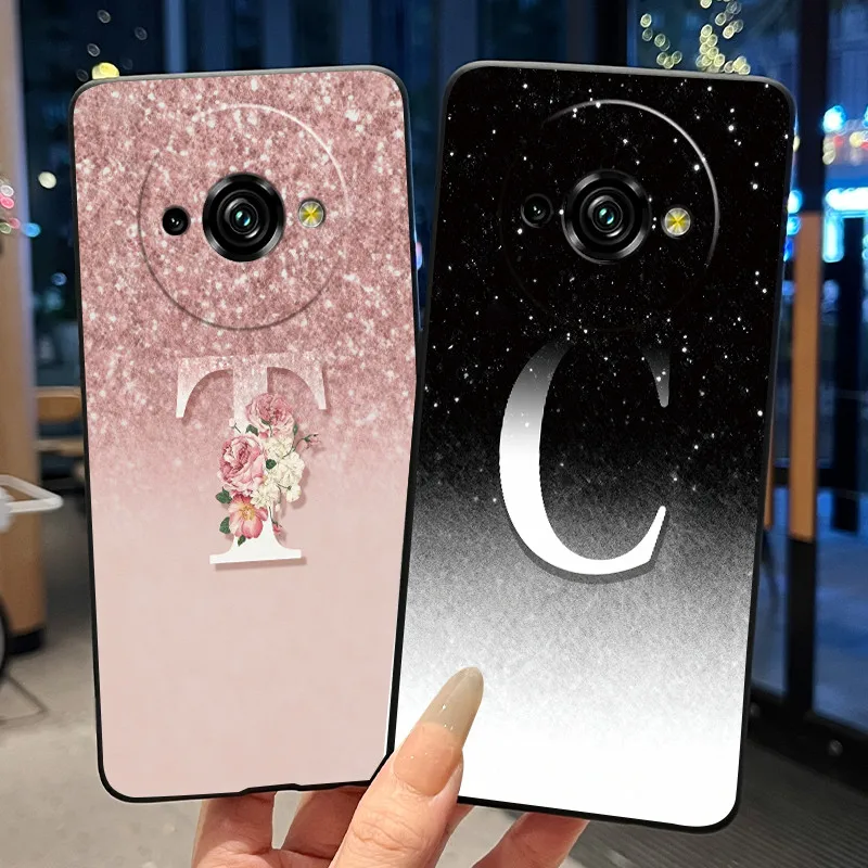 Phone Case For Oukitel C59/C59 Pro Anti-scratch Black Soft Shell For Oukitel C59/59 Pro Pink Shiny Starry Sky Letter Cover