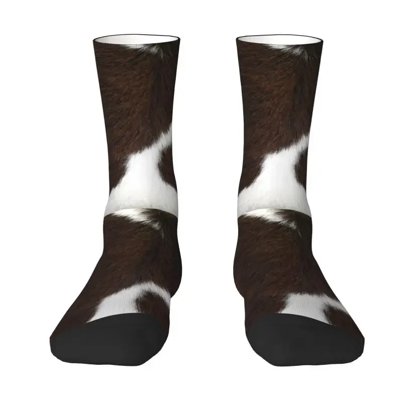 Cow Fur Cowhide Texture Mens Crew Socks Unisex Kawaii Animal Skin Leather Spring Summer Autumn Winter Dress Socks