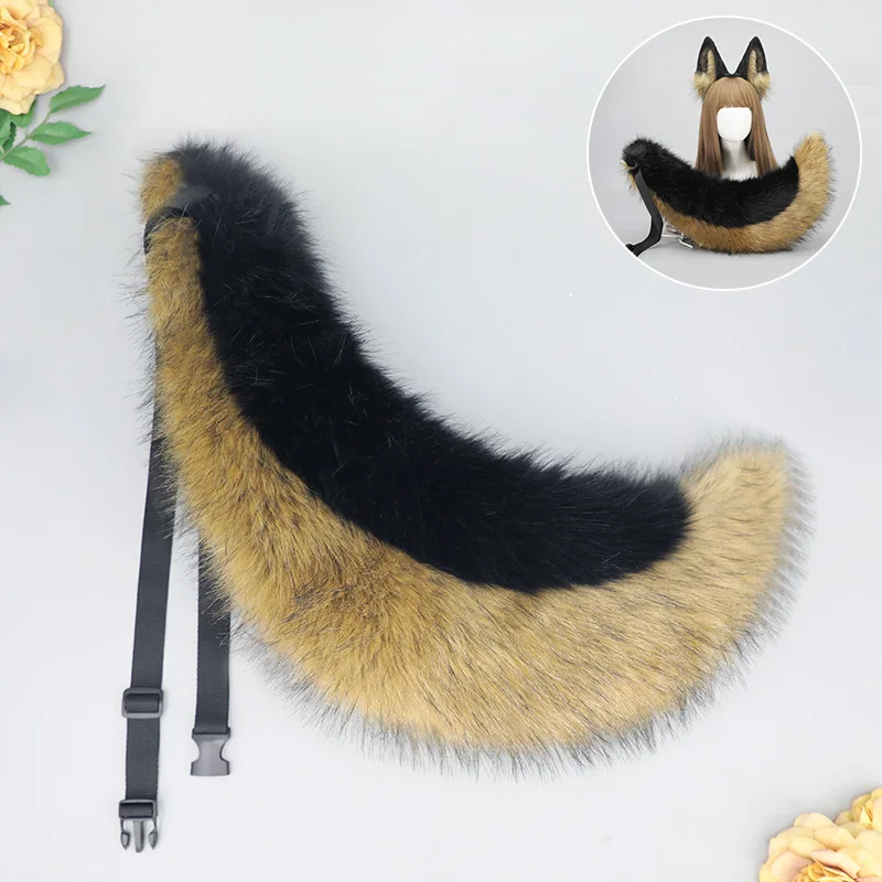 

Role Playing Wolf Dog Beast Tail Dress Up Party Headwear Black Back Wolf Ears Headband Dog Tail Accessories