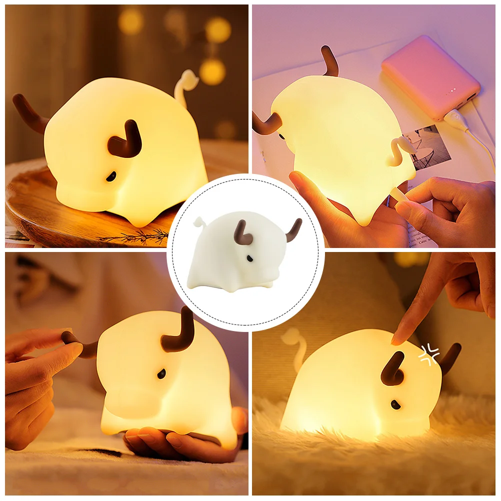 1 pçs bonito dos desenhos animados bezerro luz da noite silicone berçário lâmpada de cabeceira led bebê sono luz pated silicone noite lâmpada