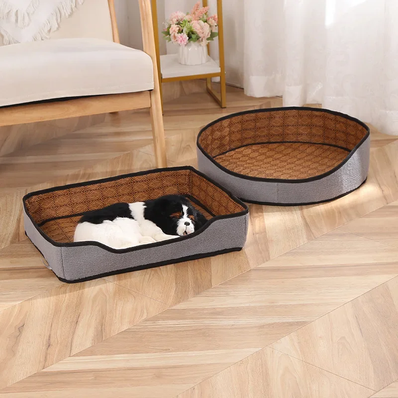 

Pet round nest mat, summer rattan woven cat and dog nest pet mat, removable and easy to clean pet products