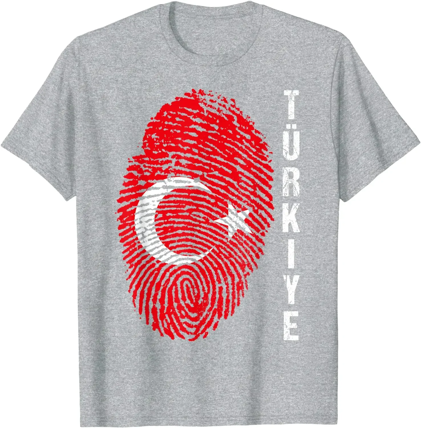 Turkey Vintage Turkiye Fingerprint Flag Patriotic Gift T Shirt. Short Sleeve 100% Cotton Casual T-shirts Loose Top Size S-3XL