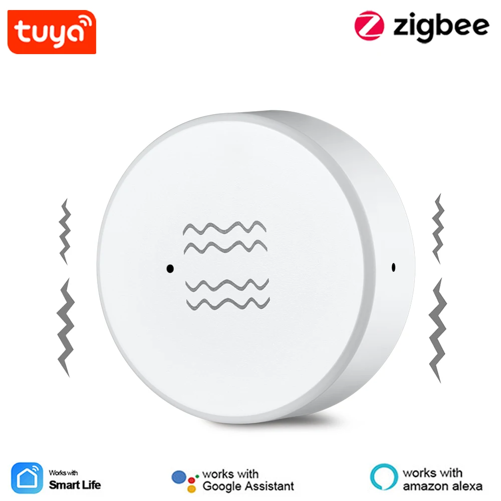 Zigbee Smart Vibration Sensor Detection Tuya Smart Life APP Notification Real-Time Motion Shock Alarm History Record